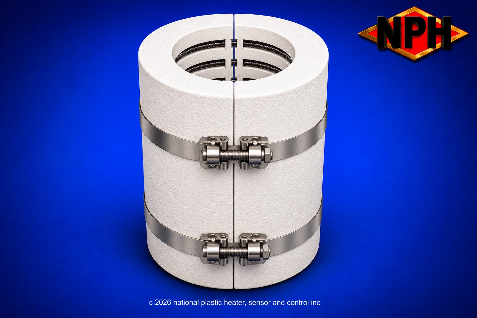 Ceramic Fiber Heater with Barrel Nut Straps, 2 Pc Construction